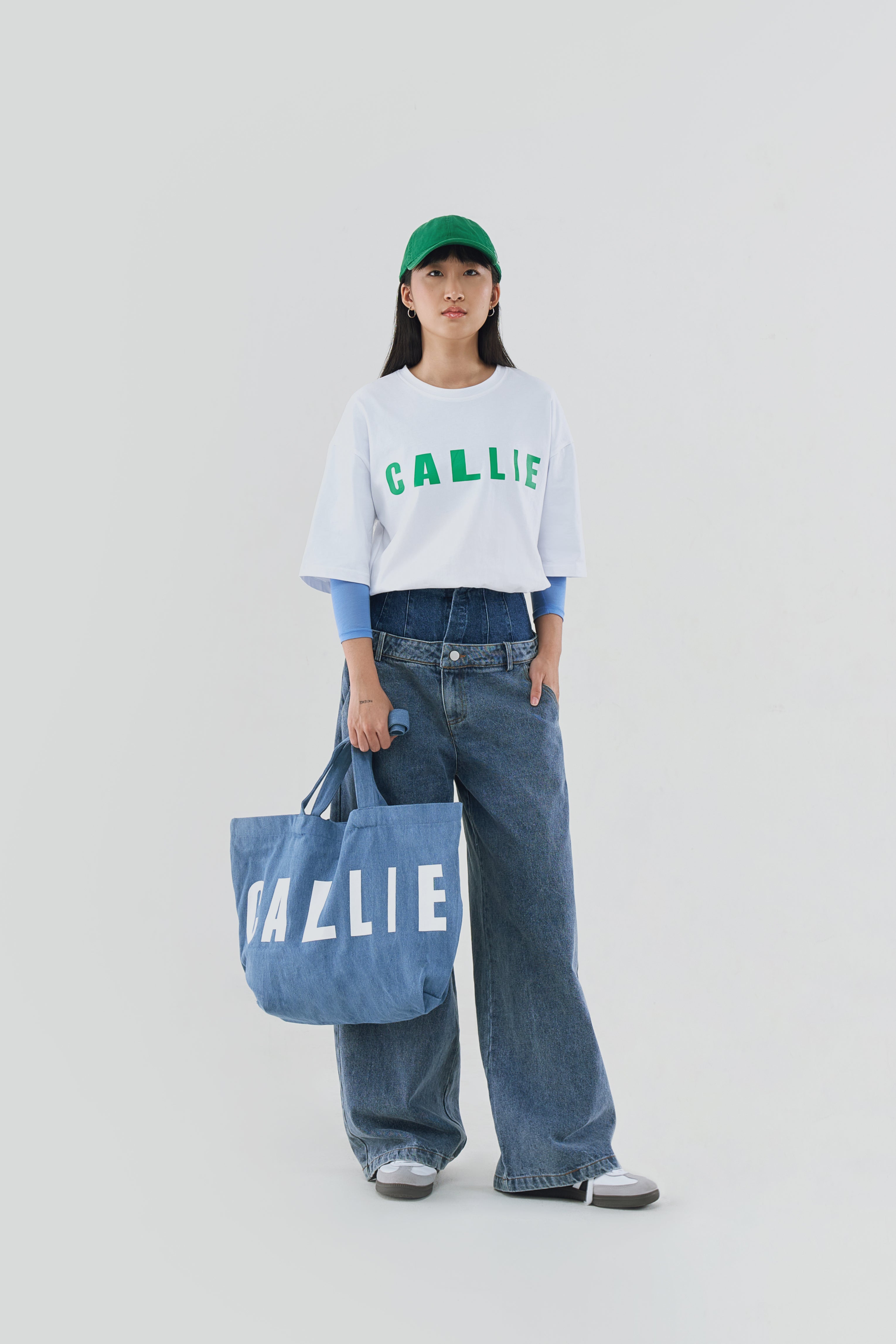 CALLIE BASIC T-SHIRT WHITE-GREEN