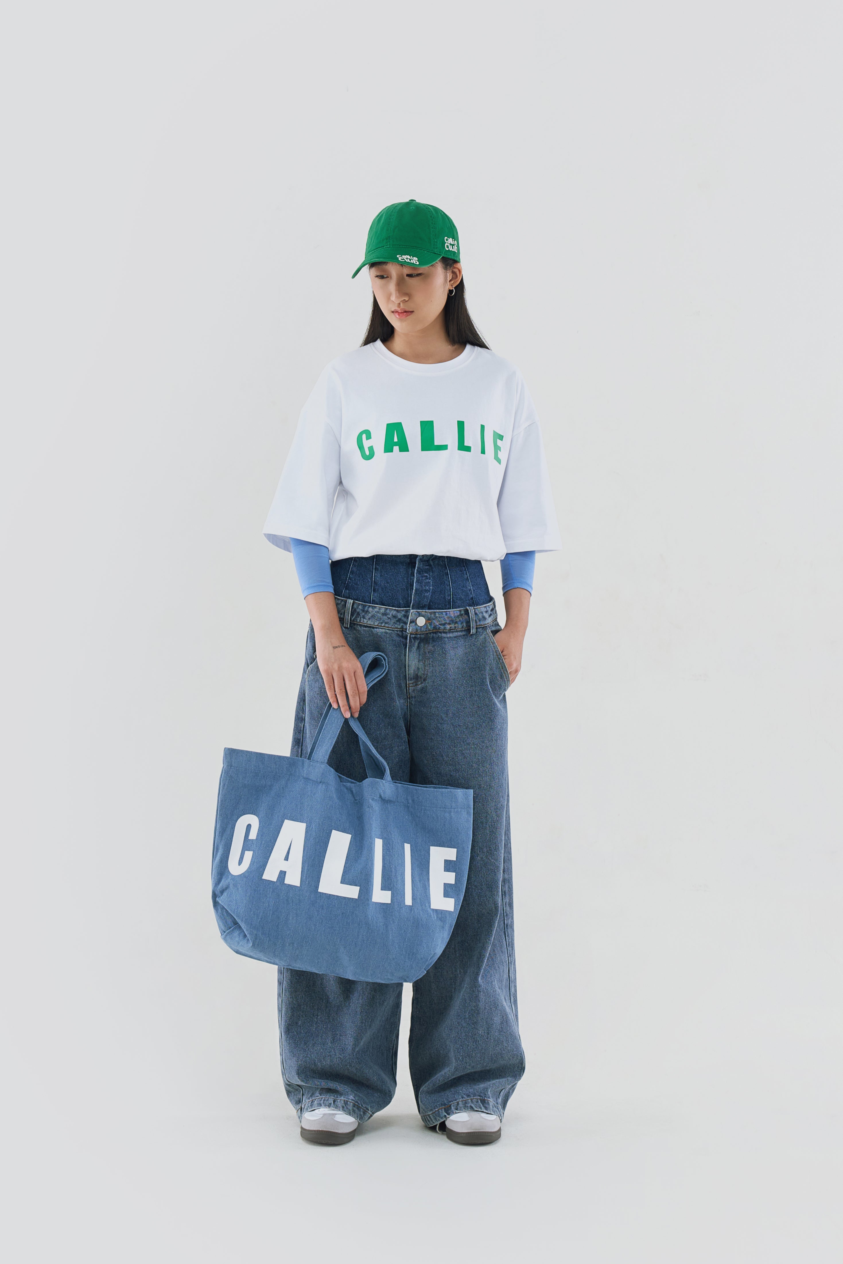 CALLIE BASIC T-SHIRT WHITE-GREEN