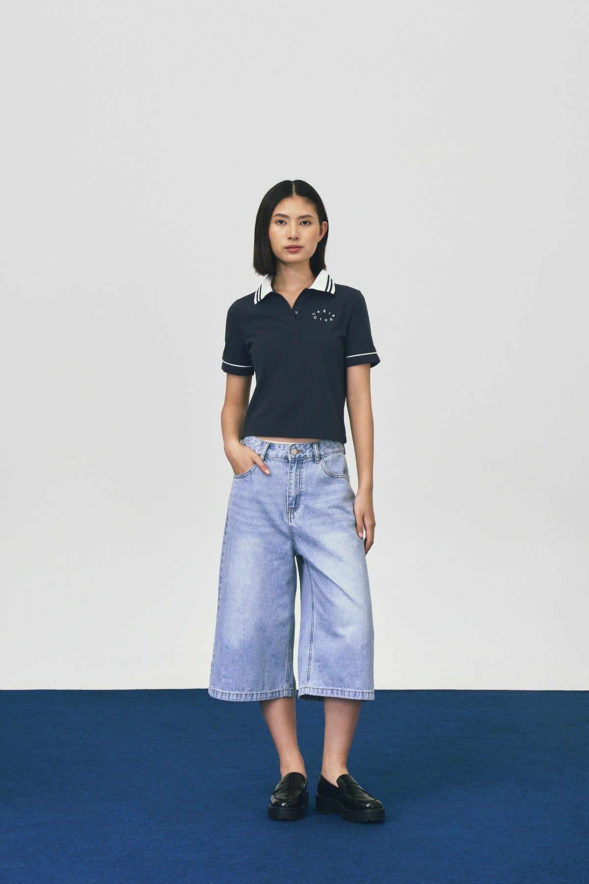 SERIF POLO TOP NAVY - CALLIE X CISSYLIA