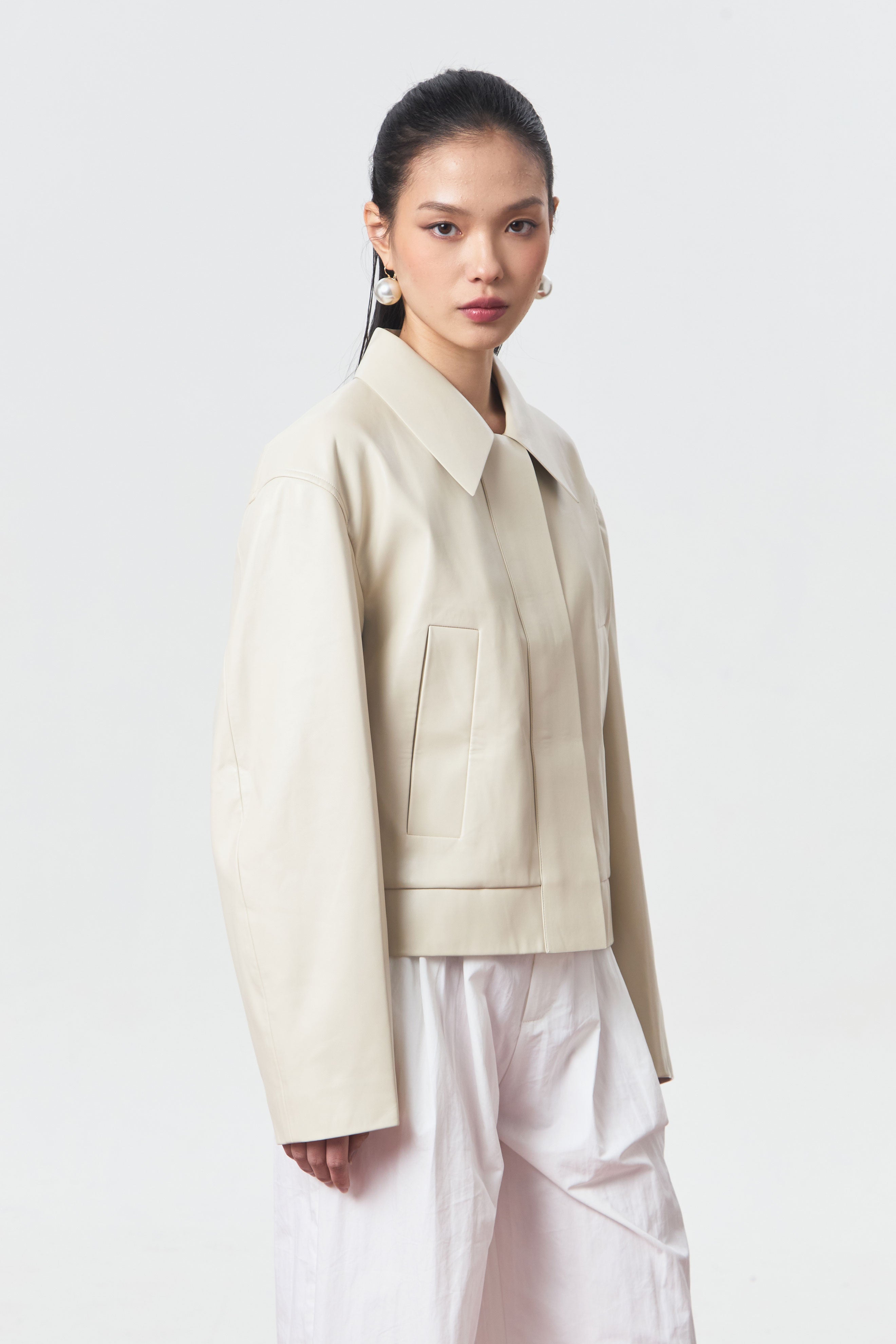 RUFOUS LEATHER JACKET CREAM - CALLIE FT. CISSYLIA