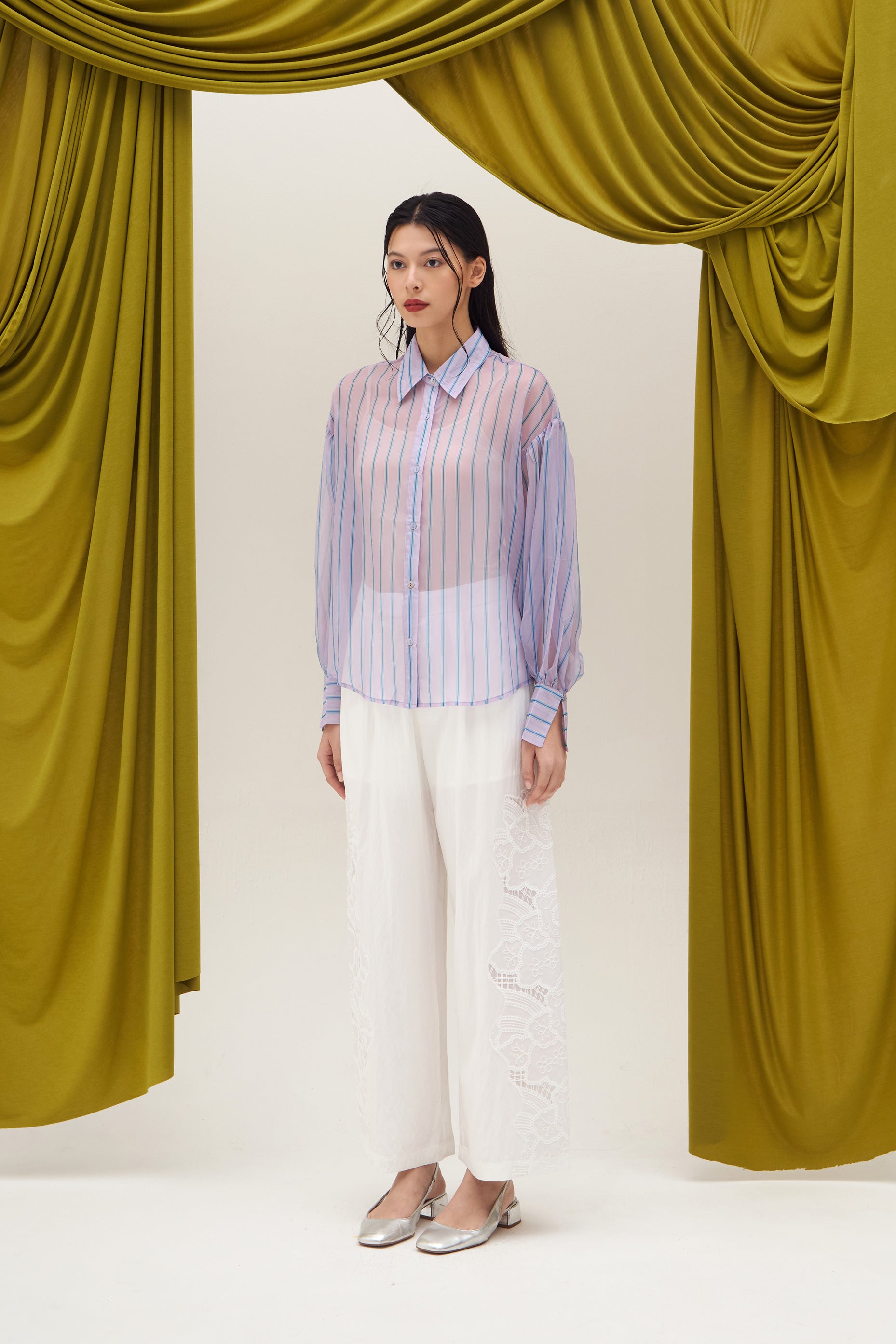 CRESCA STRIPE SHIRT PURPLE