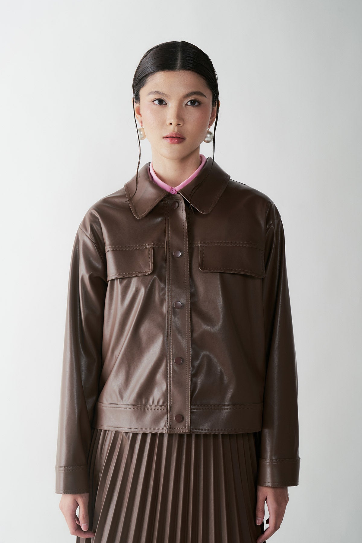 TIMBRE LEATHER JACKET BROWN - CALLIE X NAGITA SLAVINA X IKYK