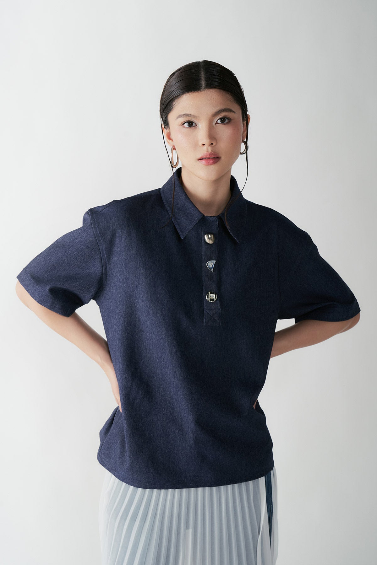 BARRE DENIM TOP NAVY - CALLIE X NAGITA SLAVINA X IKYK