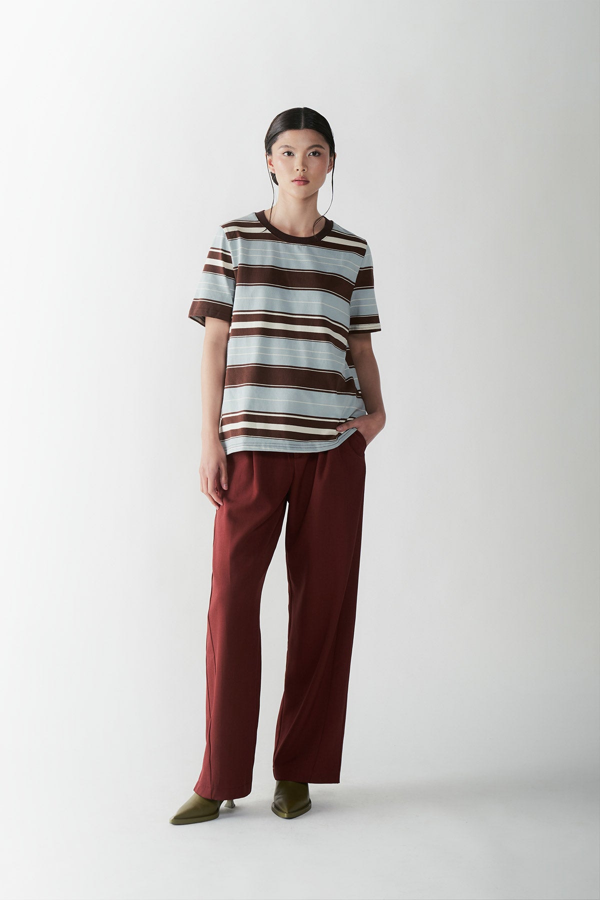 SCHERZO STRIPE TEE BROWN - CALLIE X NAGITA SLAVINA X IKYK