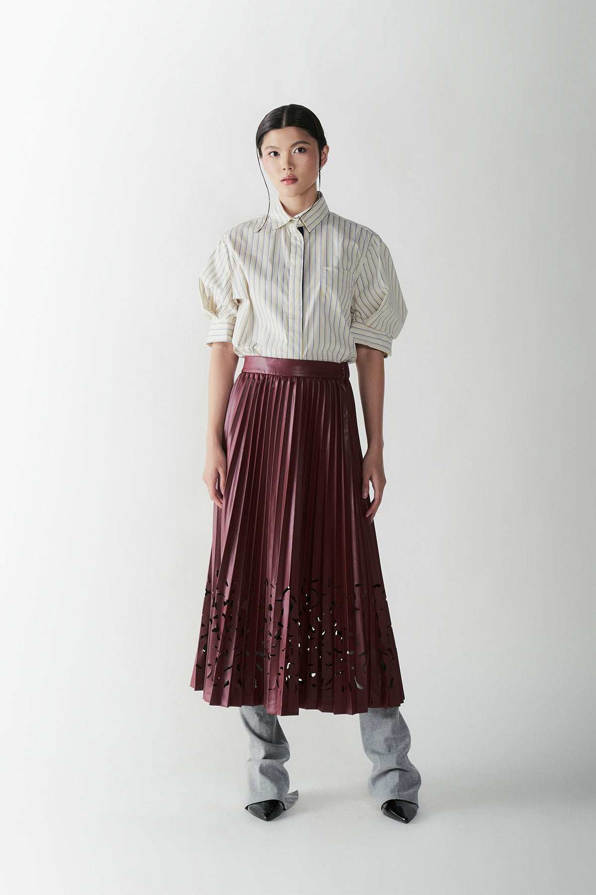 CONCORDIA PLEATED SKIRT MAROON - CALLIE X NAGITA SLAVINA X IKYK