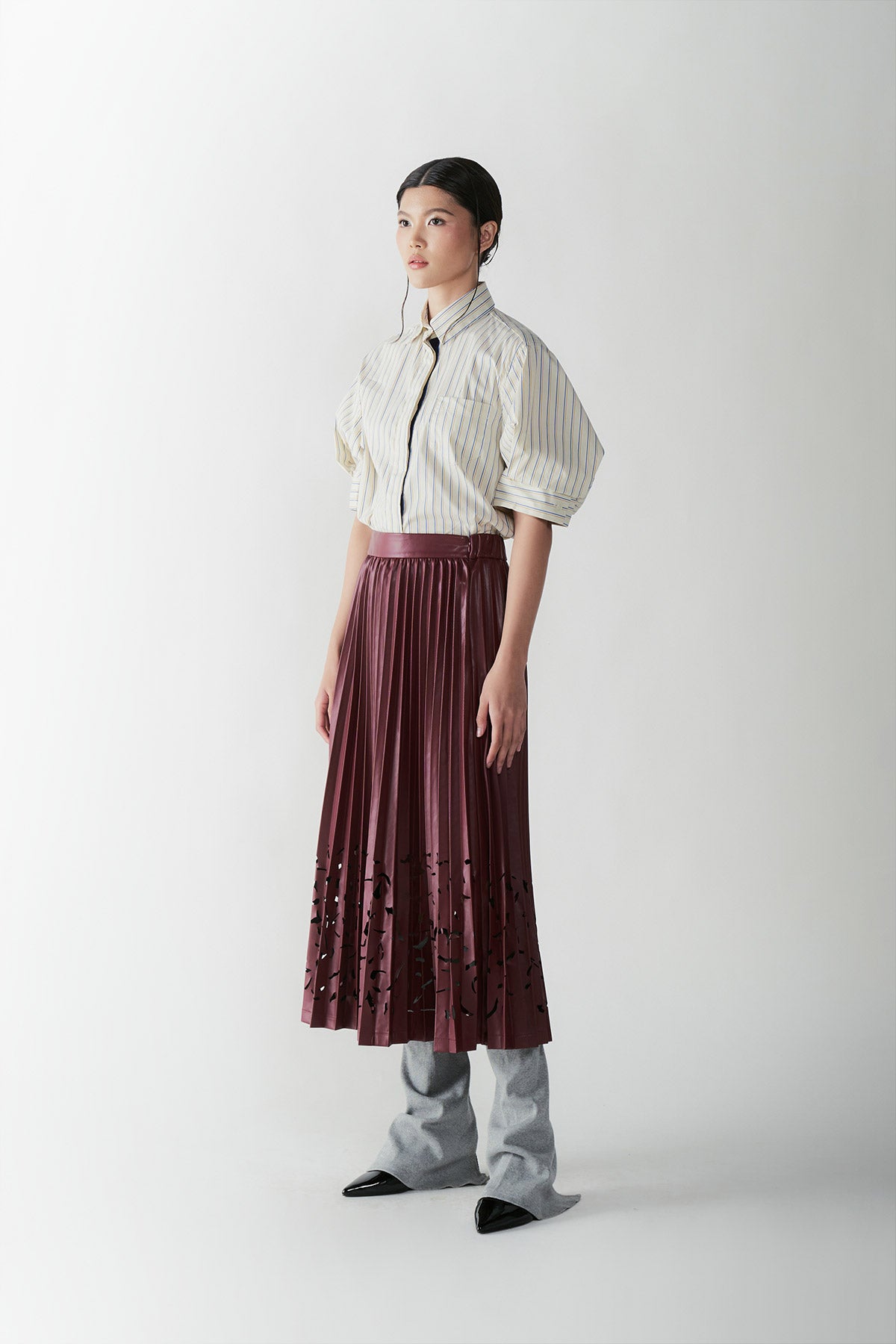 CONCORDIA PLEATED SKIRT MAROON - CALLIE X NAGITA SLAVINA X IKYK