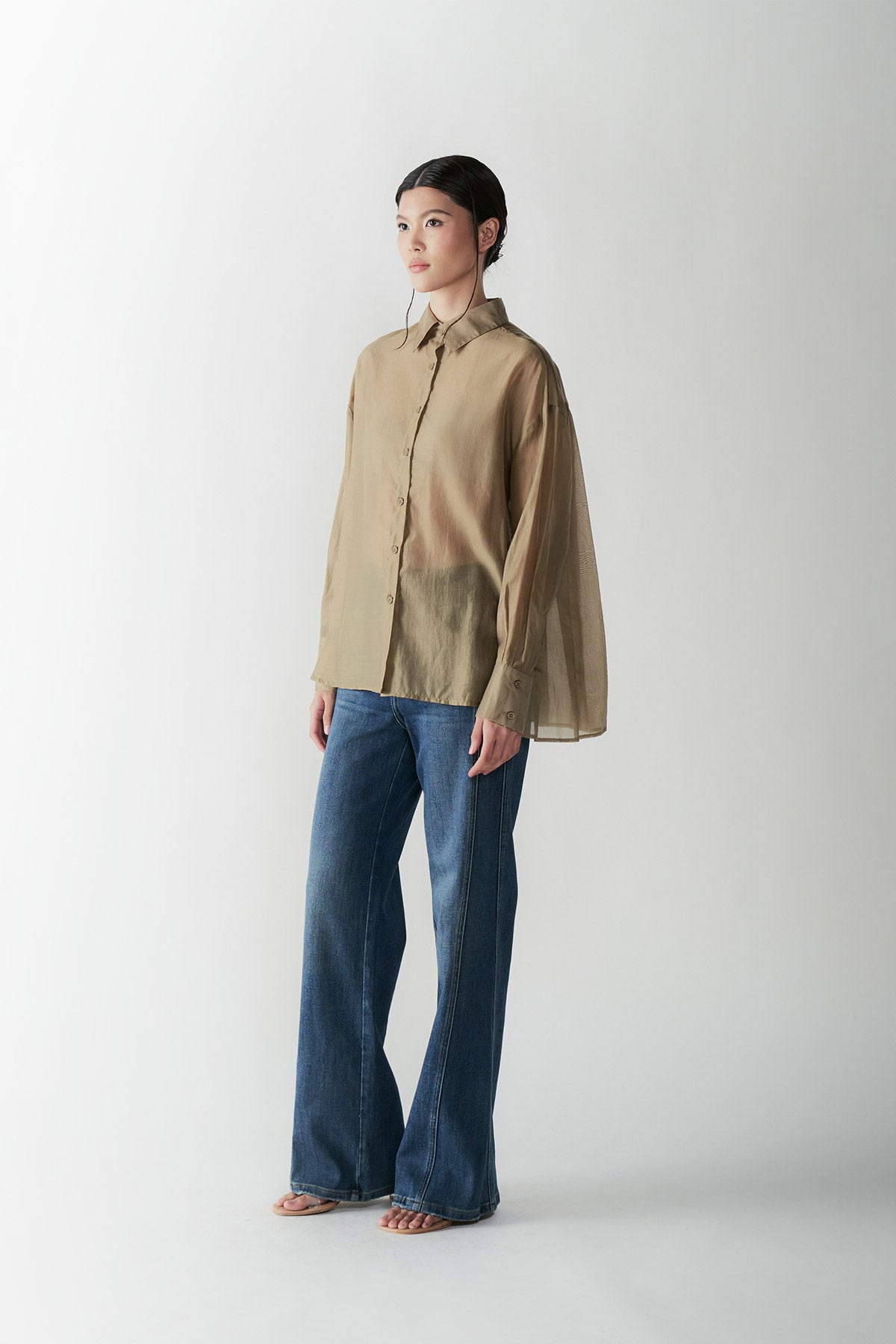 CONTRALTO PLEATED SHIRT LIGHT BROWN - CALLIE X NAGITA SLAVINA X IKYK