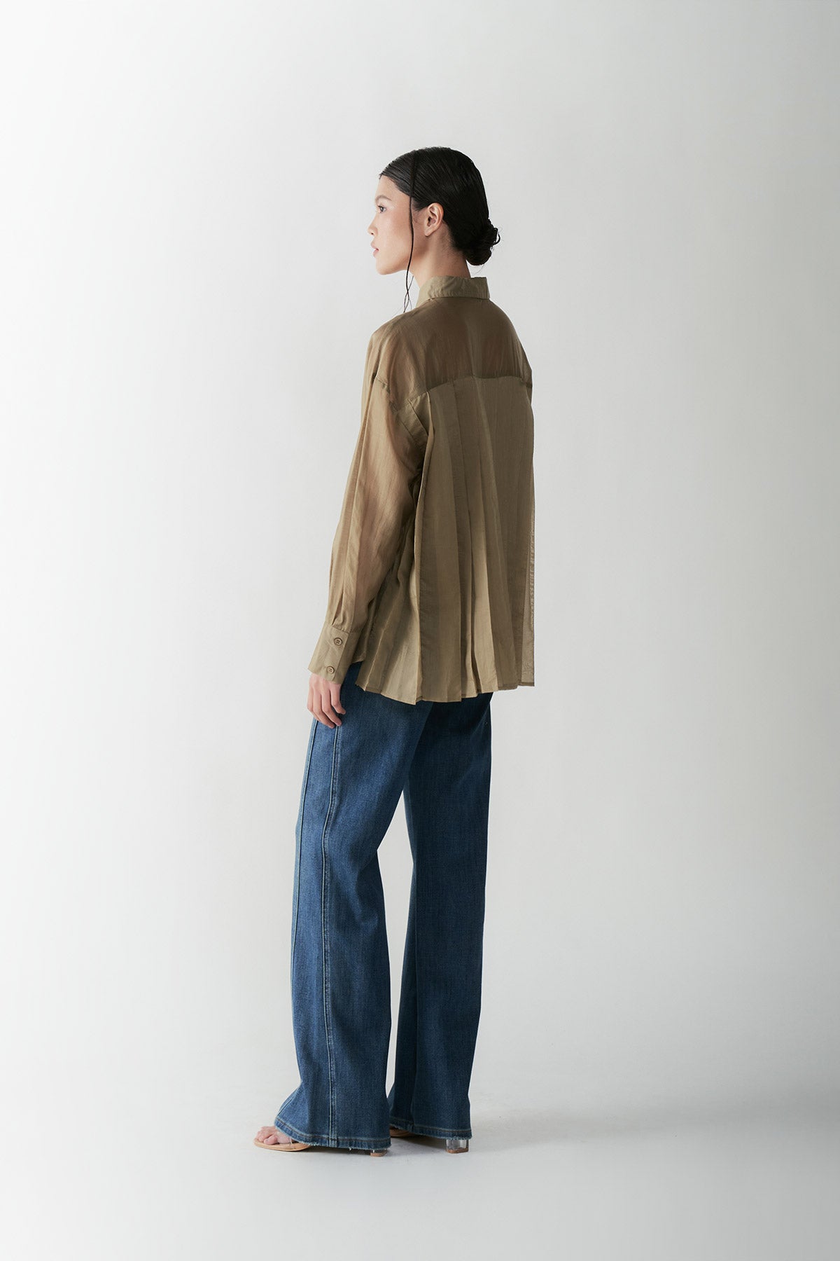 CONTRALTO PLEATED SHIRT LIGHT BROWN - CALLIE X NAGITA SLAVINA X IKYK